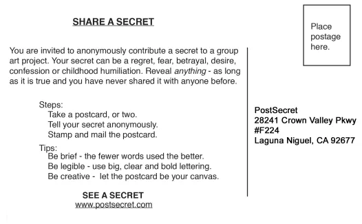 Share a secret postcard